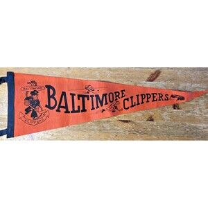 Vintage Baltimore Clippers Pennant 1970's AHL Hockey 26" Orange Defunct HTF